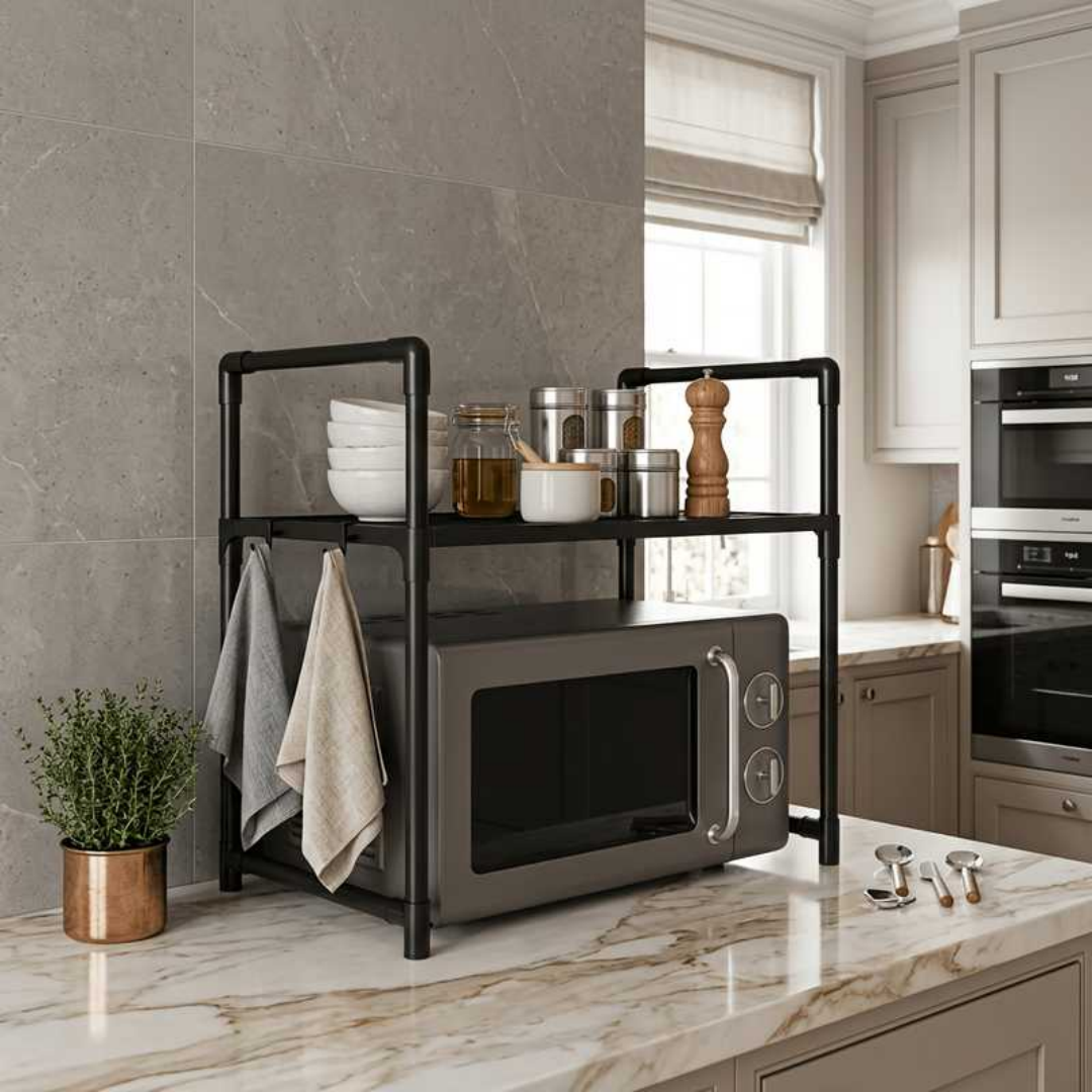 Kitchen Appliances In Store - Multifunctional Microwave Rack with 4 Hooks,Stores