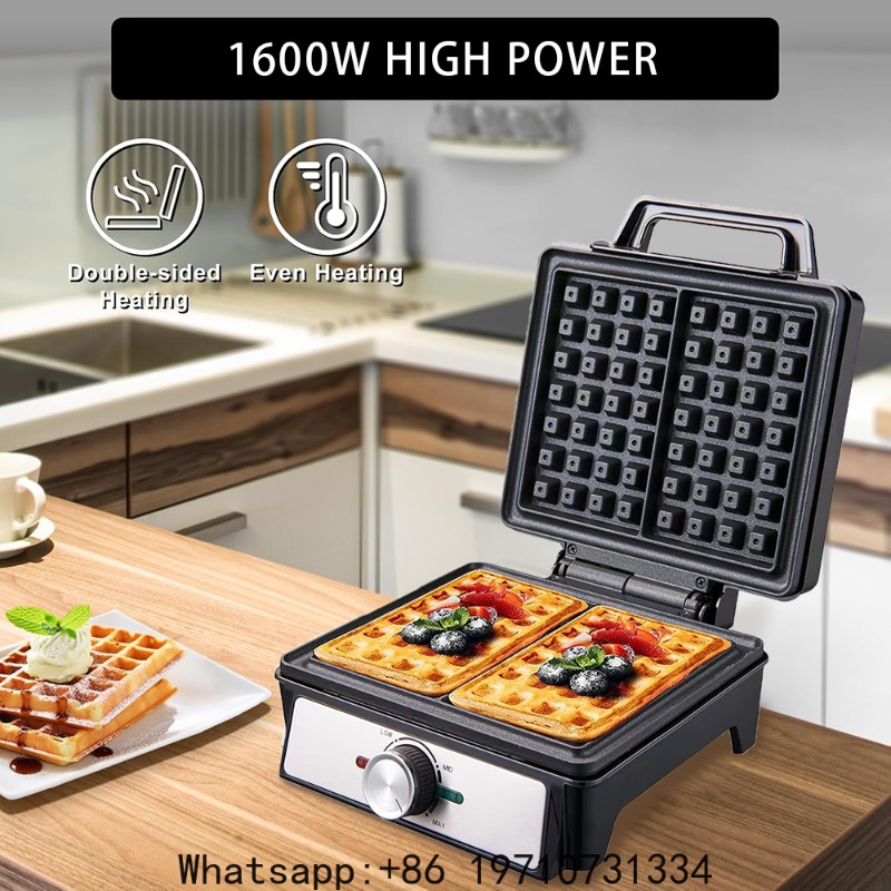 Waffle Iron Belgian - Waffles Maker 2 Slices Adjustable Temperature