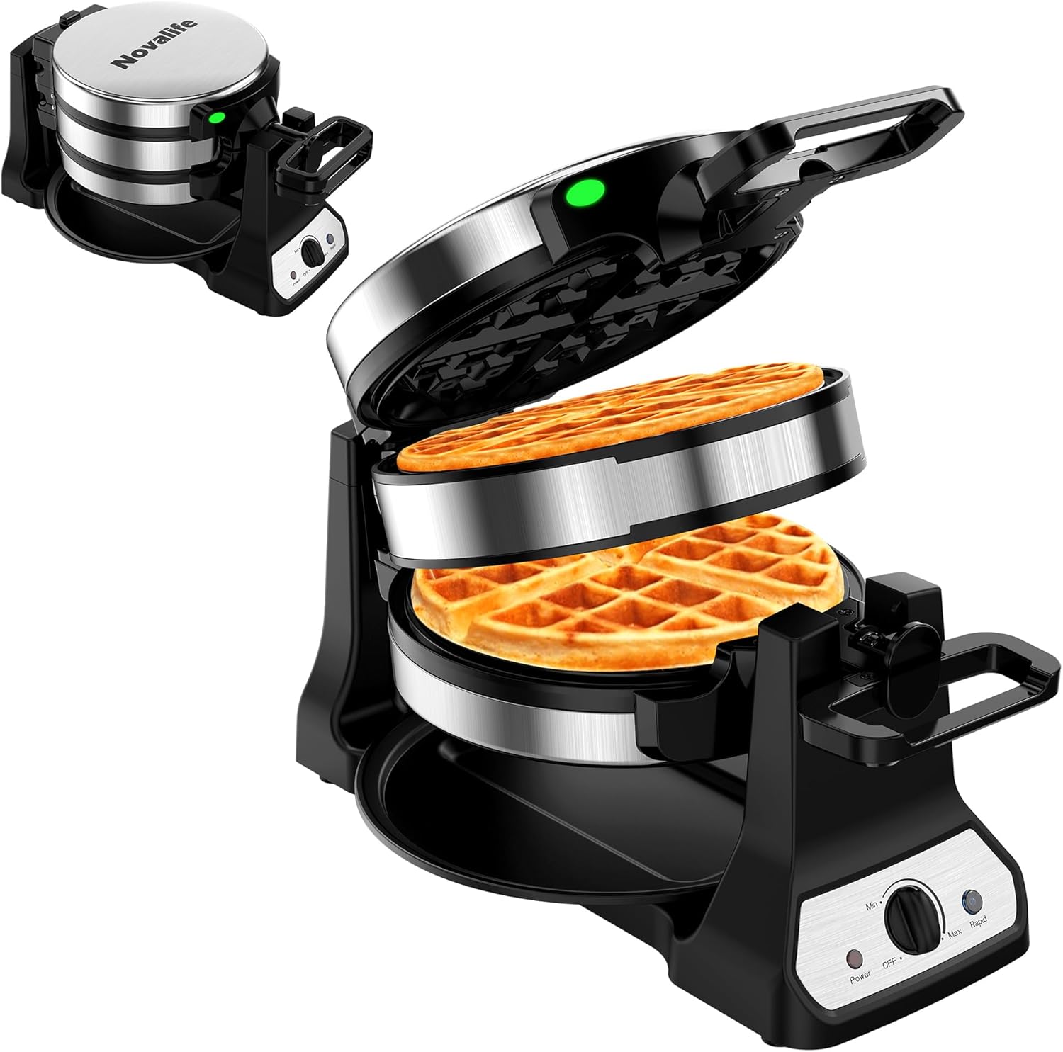 Waffle Iron Belgian - 1400W Double Belgian Waffle Maker, 180°