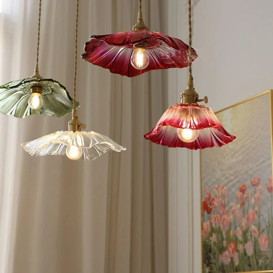 Kitchen Appliances In White - Nordic Vintage Flower Glass Pendant Light