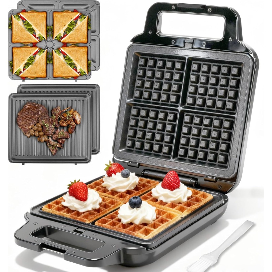 Waffle Iron Belgian - Belgian Waffle Maker with Removable Plates