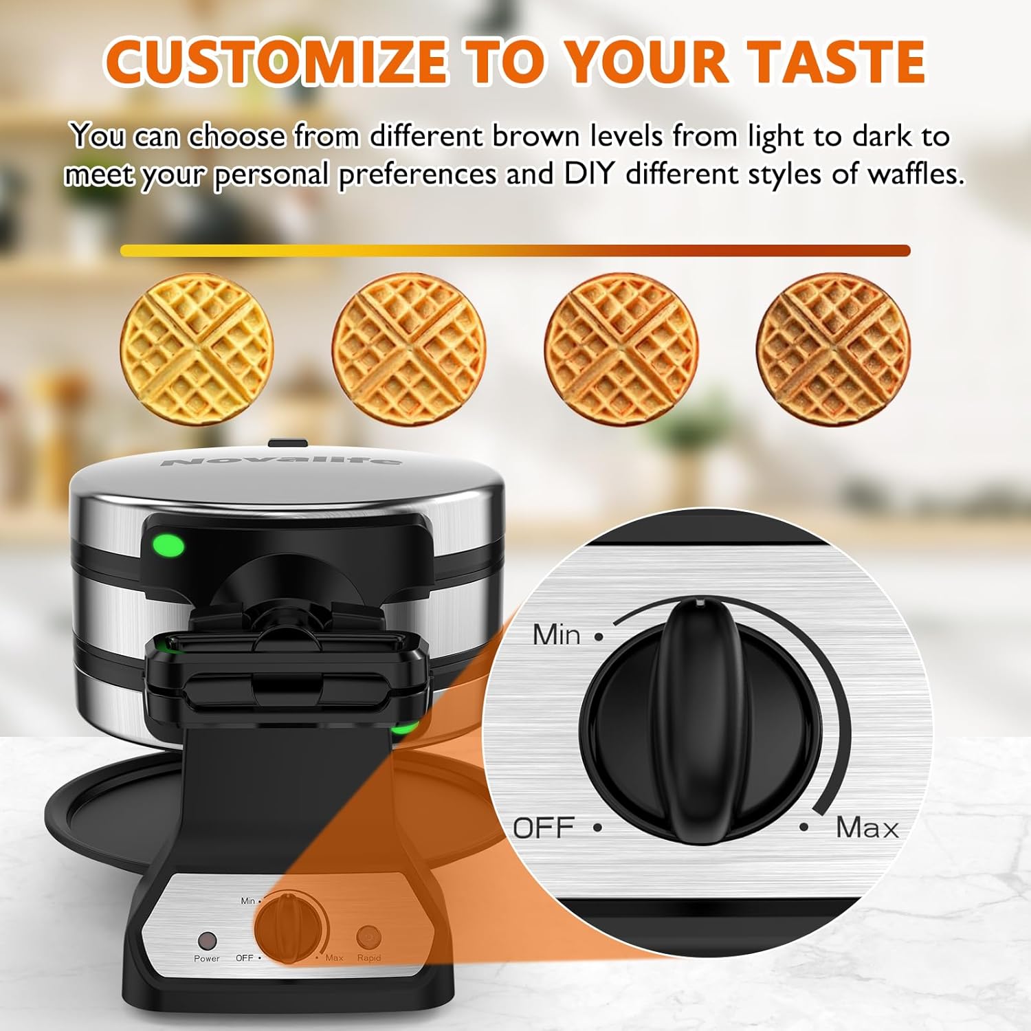 1400W Double Belgian Waffle Ma - Waffle Iron Belgian のレビューと価格