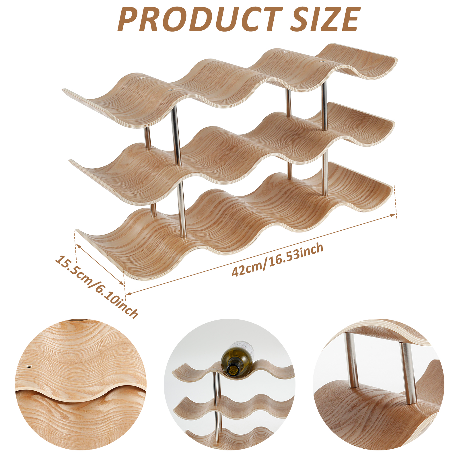 2/3-Tier Wooden Wine Rack Wavy - Kitchen Appliances Holder のレビューと価格
