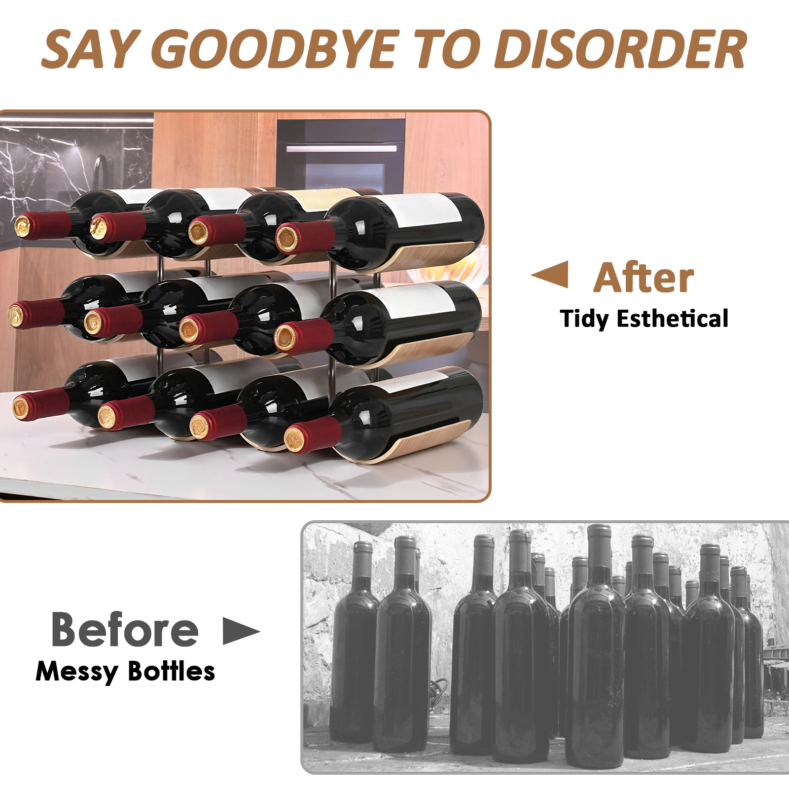 2/3-Tier Wooden Wine Rack Wavy - Kitchen Appliances Holder のレビューと価格