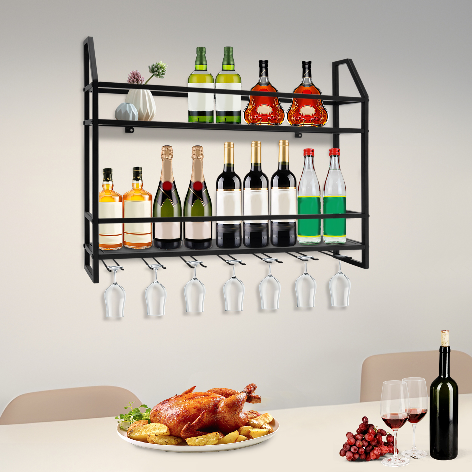 Double-layer Wine Rack Wall-Mo - Kitchen Appliances Holder のレビューと価格