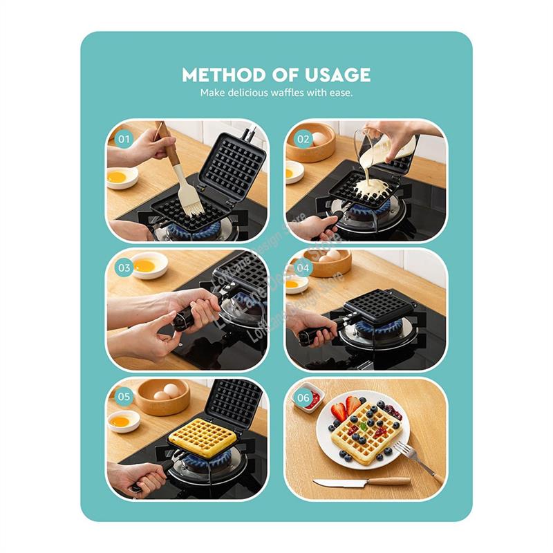 1 PCS Stove Top Waffle Iron Pl - Waffle Iron Belgian のレビューと価格