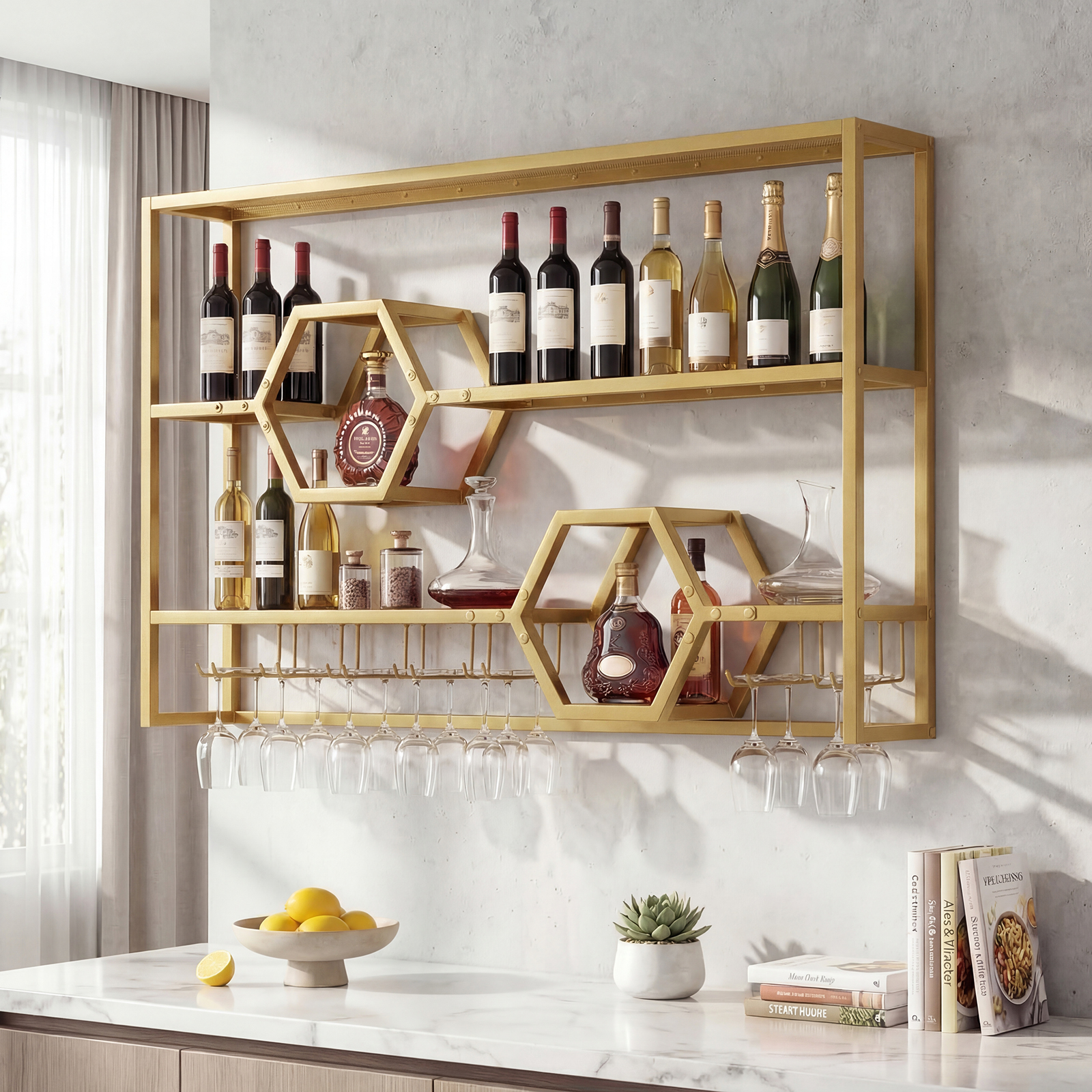 Wall Mounted Wine Rack 47” Lar - Kitchen Appliances Holder のレビューと価格