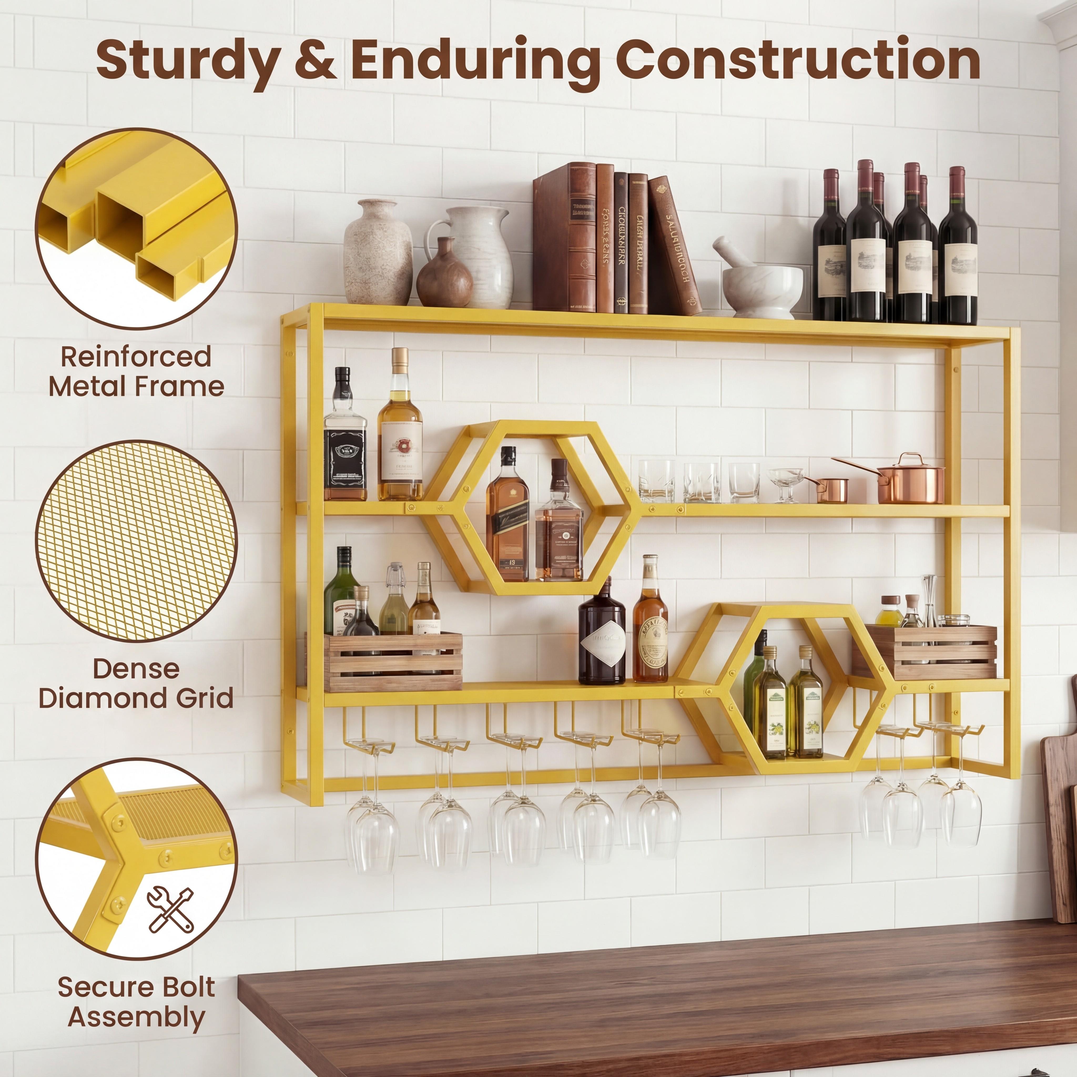 Wall Mounted Wine Rack 47” Lar - Kitchen Appliances Holder のレビューと価格